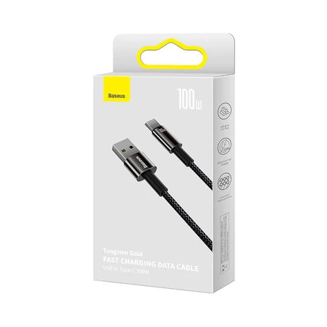 Baseus Tungsten Gold kábel USB-ről USB-C-re, 100W, 2m (fekete)