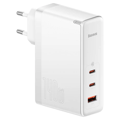 Baseus GaN5 Pro fali töltő 2xUSB-C + USB, 140W (fehér)