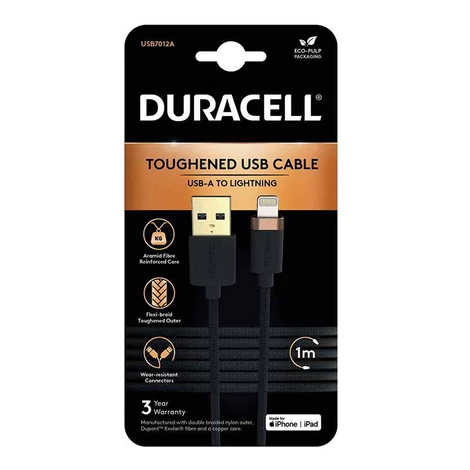 Duracell USB kábel-Lightning 1m (fekete)