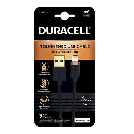 Duracell USB kábel-Lightning 2m (fekete)