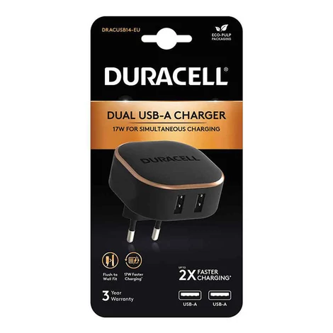 Duracell fali töltő USB 3.4A 17W (fekete)