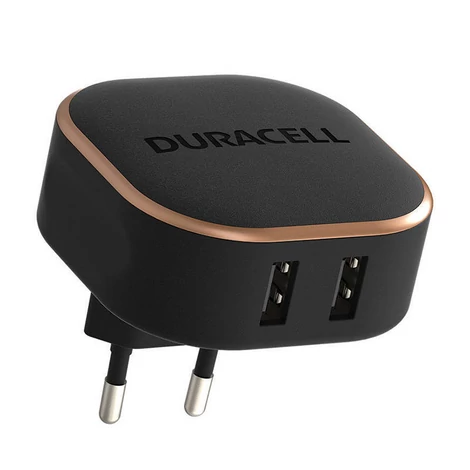 Duracell fali töltő 2xUSB 2.4A 24W (fekete)