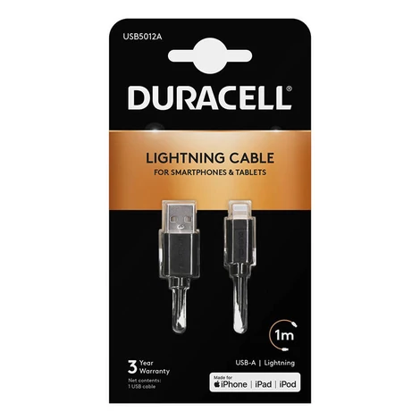 Duracell Kábel USB Lightning  1m (fekete)
