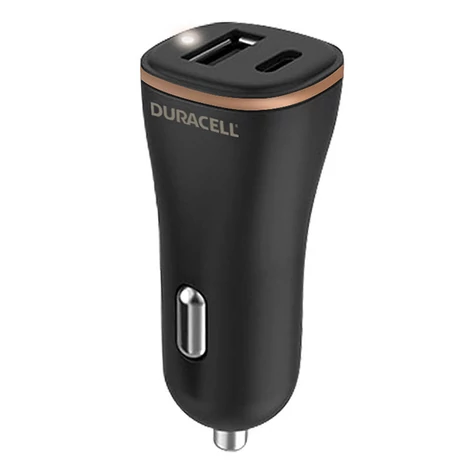Duracell Autótöltő USB, USB-C 27W  (fekete)