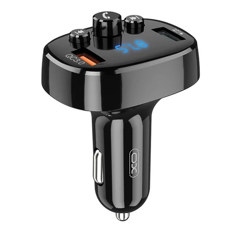 XO BCC03 FM transzmitter Bluetooth, QC 3.0, 2x USB, 18W (fekete)