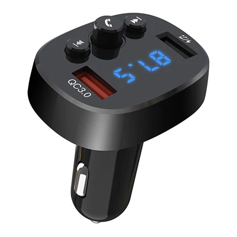 XO BCC03 FM transzmitter Bluetooth, QC 3.0, 2x USB, 18W (fekete)