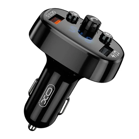 XO BCC03 FM transzmitter Bluetooth, QC 3.0, 2x USB, 18W (fekete)