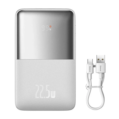 Baseus Bipow Pro 20000mAh Powerbank , 2xUSB, USB-C, 22.5W (fehér)