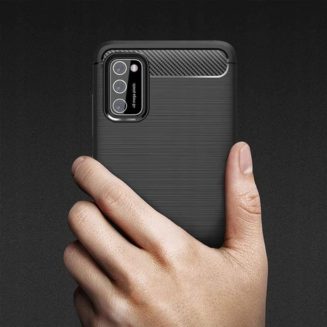 Carbon Case Rugalmas Tok TPU tok Xiaomi Poco M3 fekete