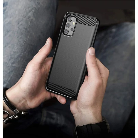Carbon Case Rugalmas burkolat TPU tok Samsung Galaxy A32 4G fekete
