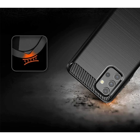 Carbon Case Rugalmas burkolat TPU tok Samsung Galaxy A32 4G fekete