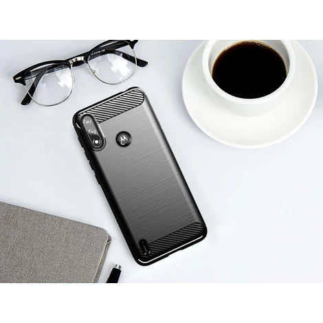Szén tok Rugalmas Tok Sleeve Motorola Moto E7 Power fekete