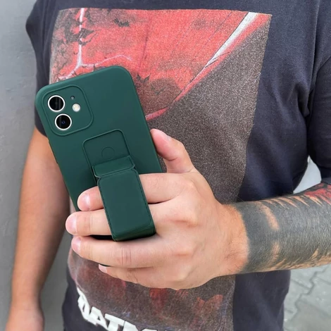 Wozinsky Kickstand tok iPhone 12 Pro rózsaszín szilikon tok állvánnyal