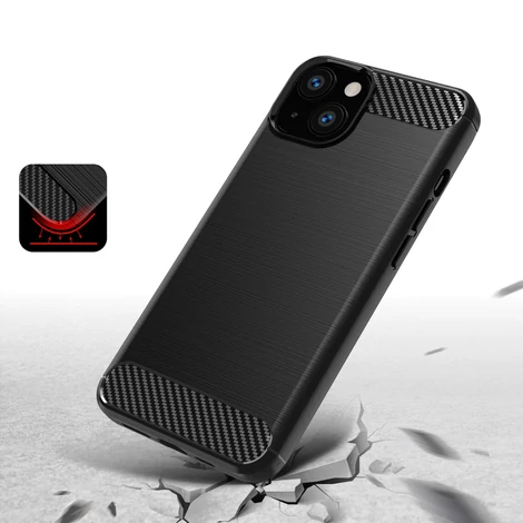 Carbon Case Rugalmas burkolat TPU tok iPhone 13 mini fekete