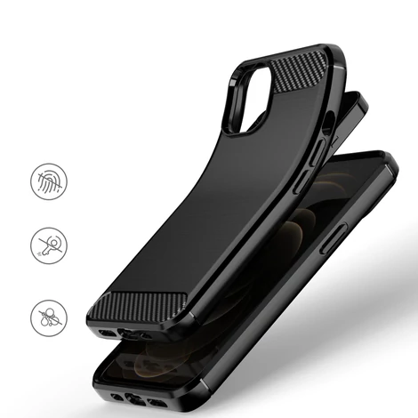 Carbon Case Rugalmas burkolat TPU tok iPhone 13 mini fekete