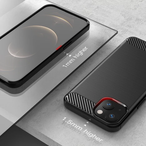 Carbon Case Rugalmas burkolat TPU tok iPhone 13 mini fekete