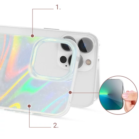 Kingxbar Shell sorozat luxus elegáns telefon tok iPhone 13 Pro gyöngyház-kék