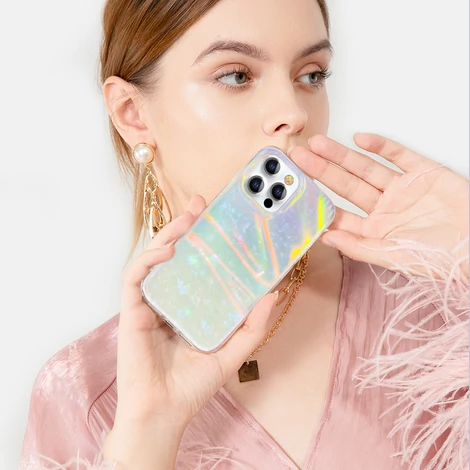 Kingxbar Shell sorozat luxus elegáns telefon tok iPhone 13 gyöngyház-minta