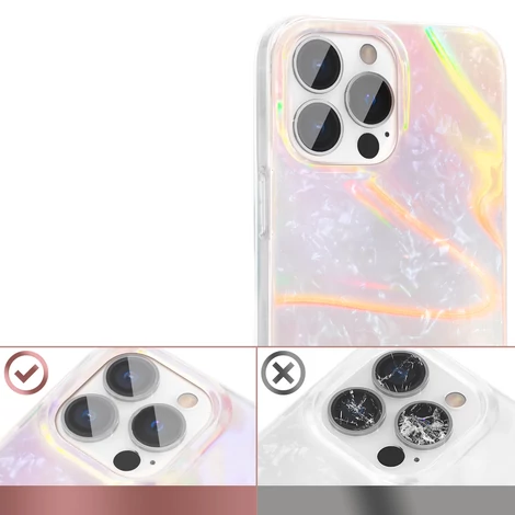 Kingxbar Shell sorozat luxus elegáns telefon tok iPhone 13 gyöngyház-rózsaszín