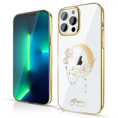 Kingxbar Moon sorozatú luxus tok Swarovski kristályokkal iPhone 13 Pro arany (Butterfly)