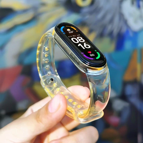 Csere szilikon pánt Xiaomi Mi Band 6 / 5 sárga színű szalaghoz