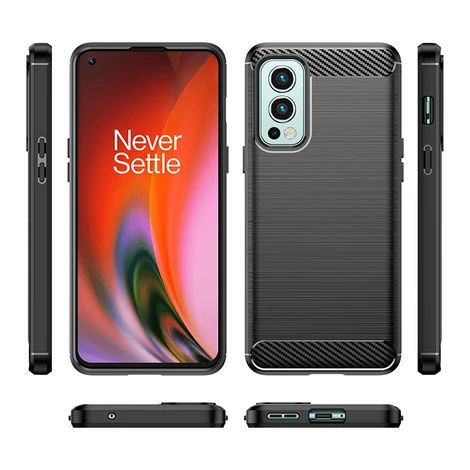 Carbon Case rugalmas Tok a OnePlus Nord 2 5G számára fekete