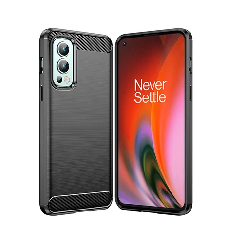Carbon Case rugalmas Tok a OnePlus Nord 2 5G számára fekete