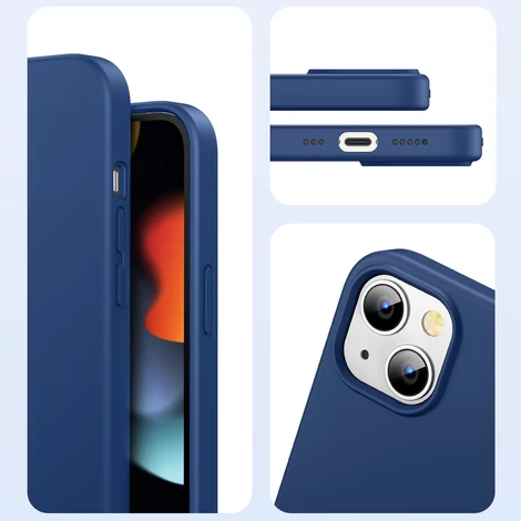 Ugreen Védő szilikon tok Gumiból készült rugalmas szilikon Tok iPhone 13 kék