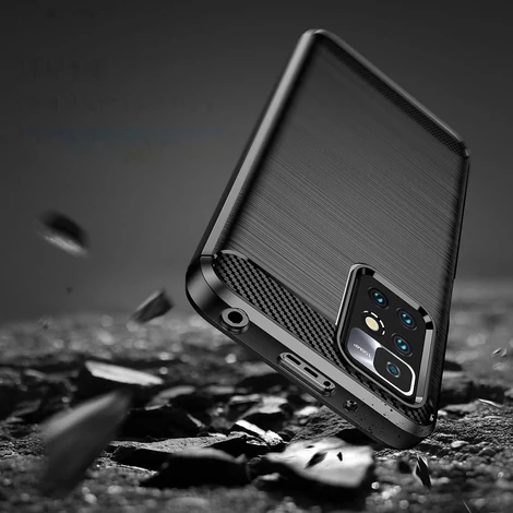 Szén tok Rugalmas Tok hüvely Xiaomi Redmi 10 fekete