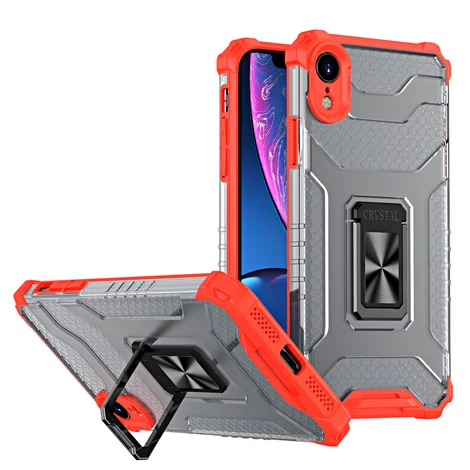 Kristálygyűrű tok Kickstand Kemény, masszív borítás iPhone XR-hez piros