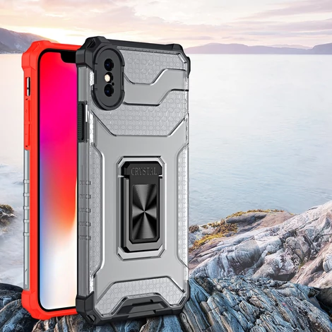 Kristálygyűrű tok Kickstand Kemény, masszív Tok iPhone XS Max kék