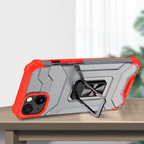 Kristálygyűrű tok Kickstand Kemény, masszív Tok iPhone 12 mini piros