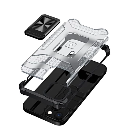 Crystal Ring Case Kickstand Tough Rugged Cover for iPhone 12 fekete