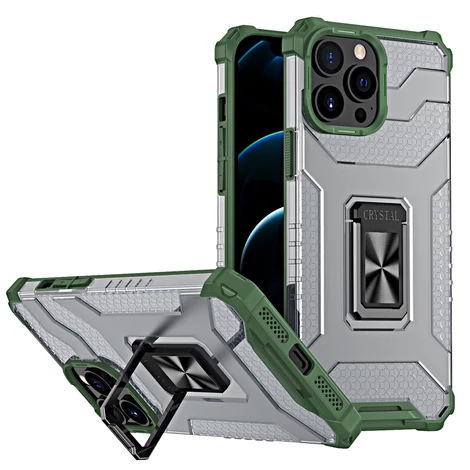 Crystal Ring Case Kickstand Tough Rugged Cover for iPhone 12 Pro green