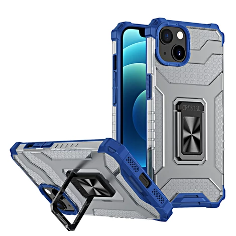 Crystal Ring Case Kickstand Tough Rugged Cover for iPhone 13 blue