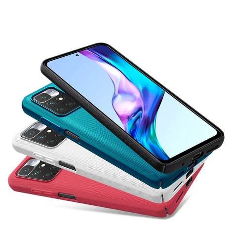 Nillkin Super Frosted Shield edzett tok Tok + állvány Xiaomi Redmi 10 fekete