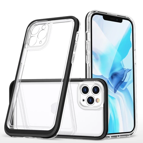 Clear 3in1 case for iPhone 11 Pro frame gel cover black
