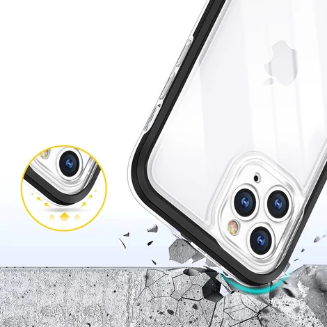 Tiszta 3in1 tok iPhone 11 Pro kerethez zselés borítás fekete