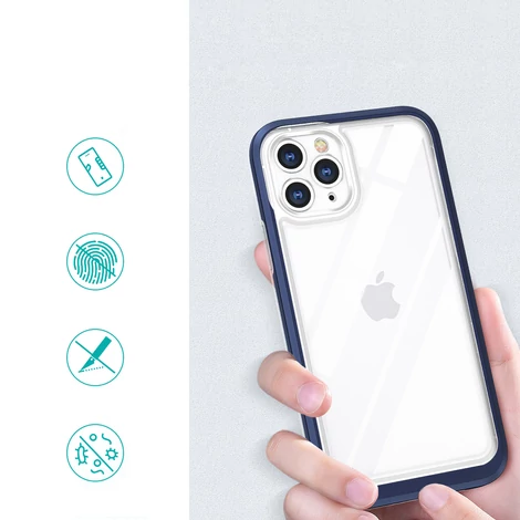 Tiszta 3in1 tok iPhone 11 Pro Max kék keret zselés borításhoz