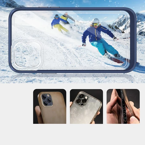 Tiszta 3in1 tok iPhone 11 Pro Max kék keret zselés borításhoz
