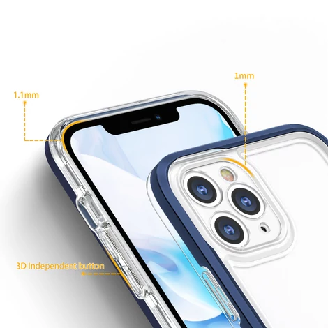 Tiszta 3in1 tok iPhone 11 Pro Max kék keret zselés borításhoz
