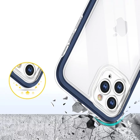 Tiszta 3in1 tok iPhone 11 Pro Max kék keret zselés borításhoz