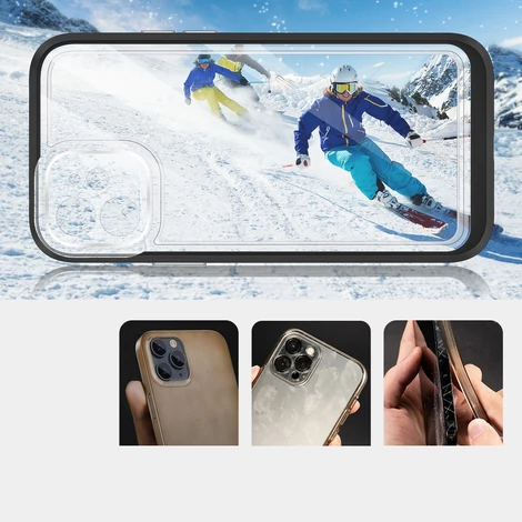 Tiszta 3in1 tok iPhone 12 kerethez Gél borítás fekete