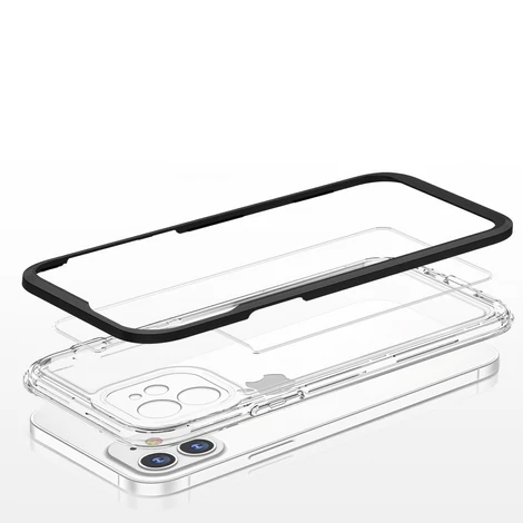 Tiszta 3in1 tok iPhone 12 kerethez Gél borítás fekete