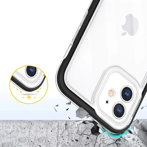 Tiszta 3in1 tok iPhone 12 kerethez Gél borítás fekete