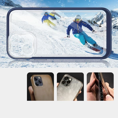 Tiszta 3in1 tok iPhone 12 kék keret zselés borításhoz