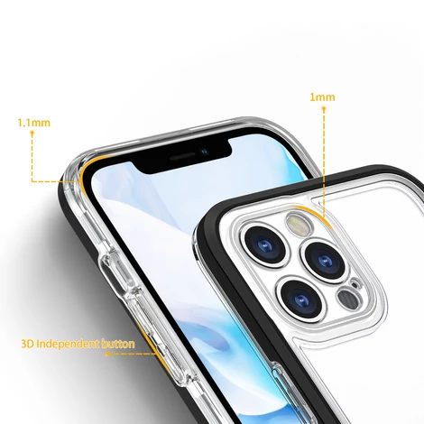 Tiszta 3in1 tok iPhone 12 Pro kerethez zselés borítás fekete