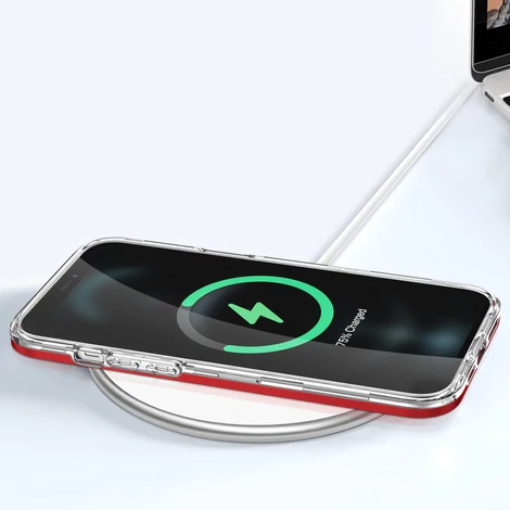 Tiszta 3in1 tok iPhone 12 Pro keret gél borítás piros