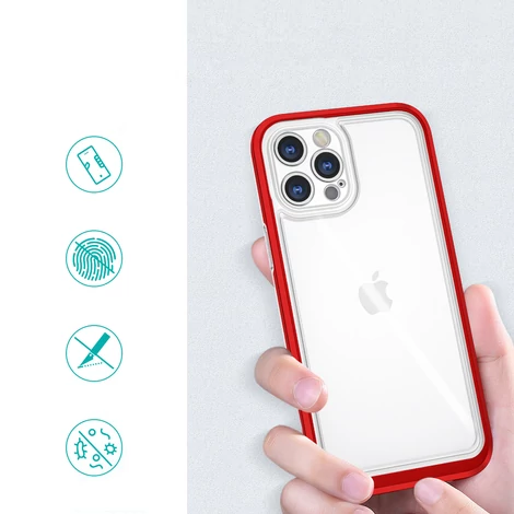 Tiszta 3in1 tok iPhone 12 Pro Max Frame Cover Cover Gél piros