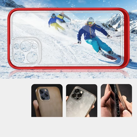 Tiszta 3in1 tok iPhone 12 Pro Max Frame Cover Cover Gél piros